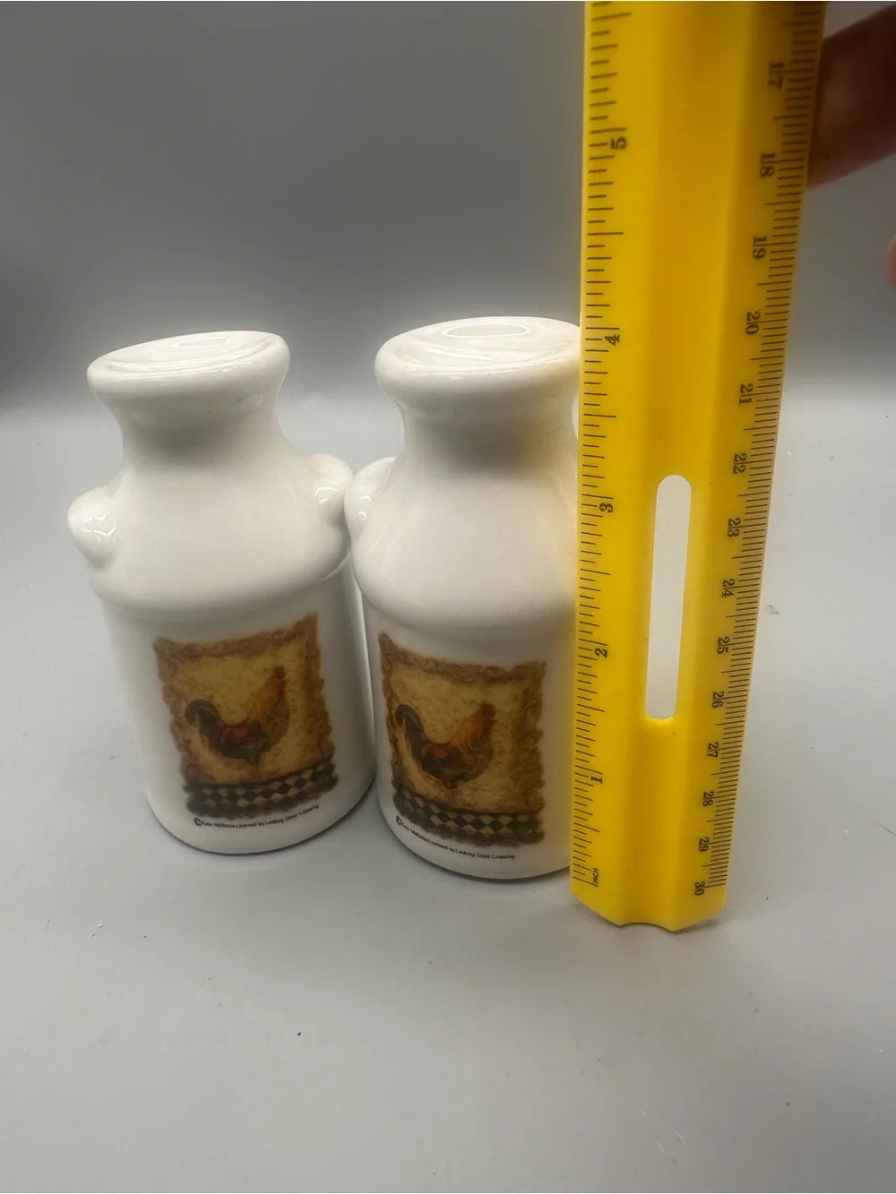 White Ceramic Rooster Salt & Pepper Shaker Set - Classic Farmhouse